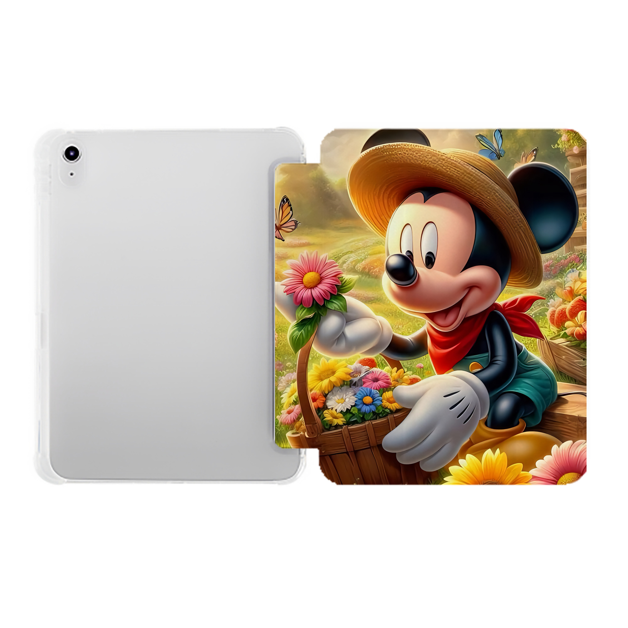 （画像用） ミッキーマウス Mickey Mouse IPad ケース ペン収納付き 三つ折りスタンド PUレザー×シリコン 対応機種9.5/10.5/10.9インチ